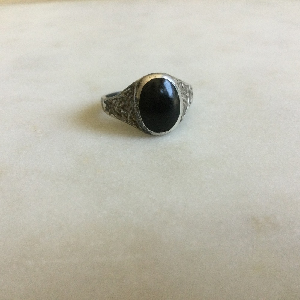 Vintage Silver Onyx Estate Ring